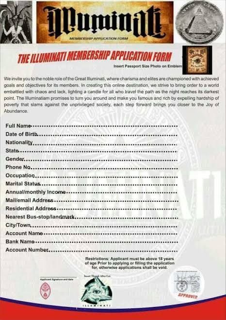 free illuminati application form